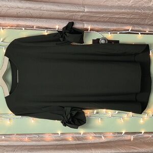 Woman's Light Weight Army Forest Green Long Sleeve High Low Hem L Dress